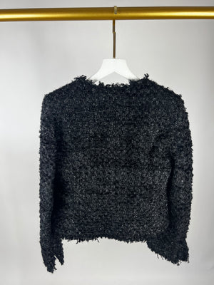 Armani Black Metallic Wool Tweed Jacket IT 42 (UK 10)