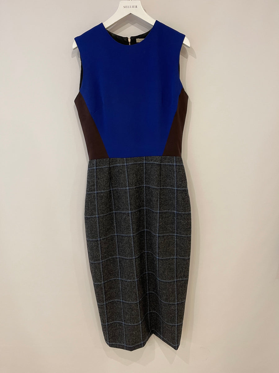 Victoria Beckham Colour Block Silk Sleeveless Midi Dress Size FR 40 (UK 8)