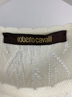Roberto Cavalli Cream Knitted Lace Detail Ruffle Hem Skirt and Top IT 40 (UK 8)