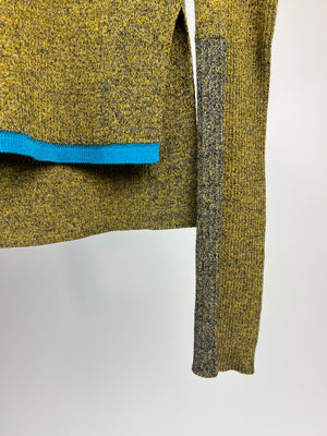 Celine Mustard Turtleneck Knit with Blue Trim IT 38 (UK 6)