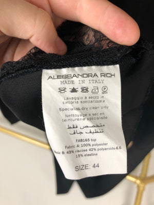 Alessandra Rich Black Long Train Top Size 44 (UK 10-12)