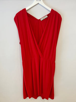 Stella McCartney Red Draped V-Neck Dress IT 40 (UK 8)