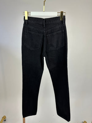 Reformation Black Straight Leg Jeans with Heart Button Detailing FR 32 (UK 4)