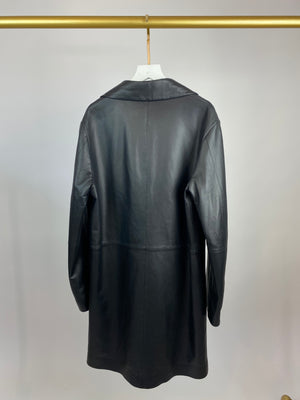 Dion Lee Black Longline Leather Jacket UK 8