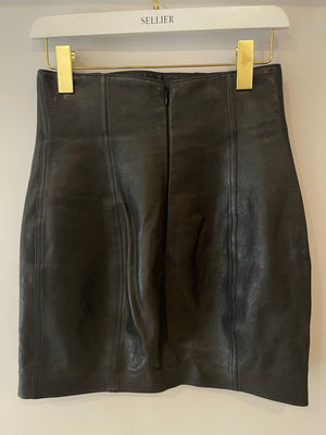 Saint Laurent Black Lambskin Leather Mini Skirt Size FR 38 (UK 10)