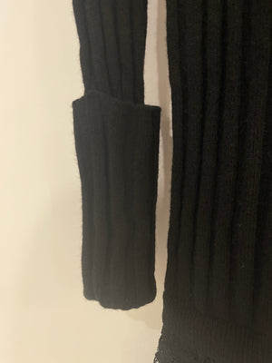 Valentino Black Wool Tube Dress with Lace Ruffle Details Size S (UK 8)