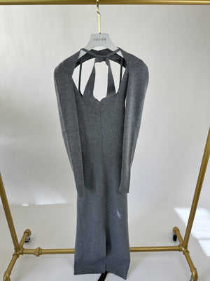 Dion Lee Grey Ribbed Merino Dress with Detachable Sleeves FR 36 (UK 8)