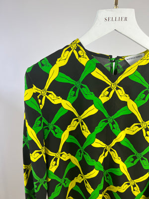*RUNWAY* Bottega Veneta Green and Black Printed Shirt and Short Set Size IT 36 (UK 4)