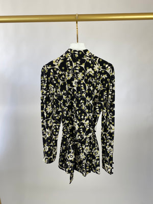Valentino Black, Green & White Floral Print Shirt and Trousers Set IT 42 (UK 10)