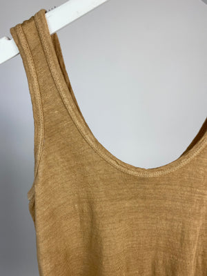 Sunday Camel Linen Vest Top Size S (UK 8-10)