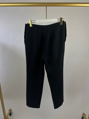 Chanel Navy Pleated Button Down Wool Trouser FR 40 (UK 12)