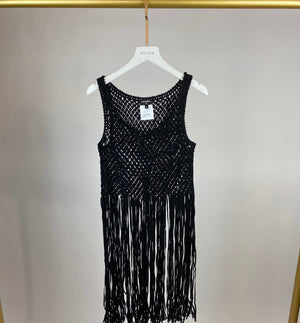 Chanel Black Wool Knitted Fringe Vest Top FR 38 (UK 10)