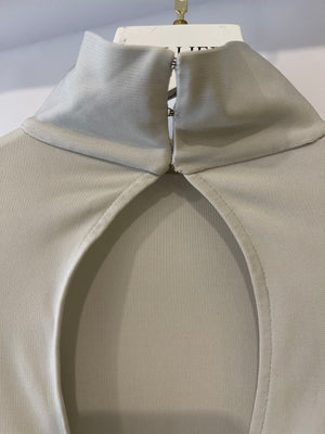 Safiyaa Light Grey Beton Plain Jersey Bodysuit Size UK 8
