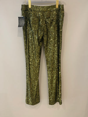 Balmain Green Sequin Embellished Flare Trousers Size FR 36 (UK 8)