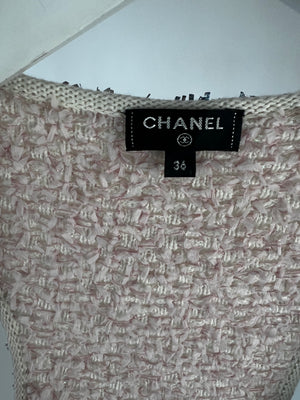 Chanel Pink, Green and Blue Metallic Tweed Top and Skirt Set FR 36-38 (UK 8-10)