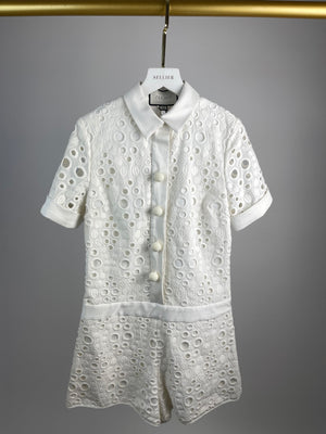 Alexis White Embroidery Anglaise Playsuit Size UK 8