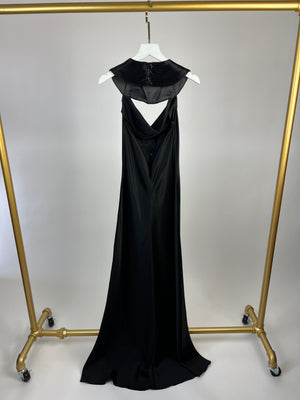 Cushnie Et Ochs Black Silk Maxi Dress with Beaded Halter-neck Detail  Size 0 (UK 6)