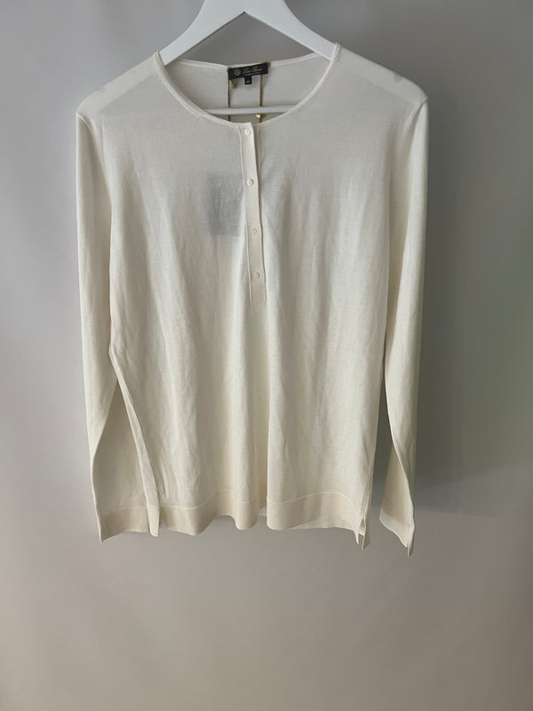 Loro Piana Silk Ivory Long Sleeve Button-up Shirt Size IT 46 (UK 14)