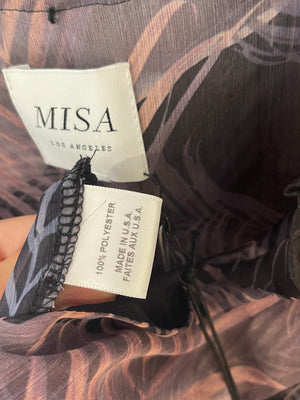 Misa Black Printed Mini Sleeveless Ruffle Dress Size XS (UK 6)