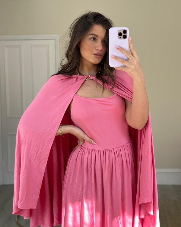 Racil Pink Jersey Ana Dress and Cape Set  Size S (UK 8) RRP £782