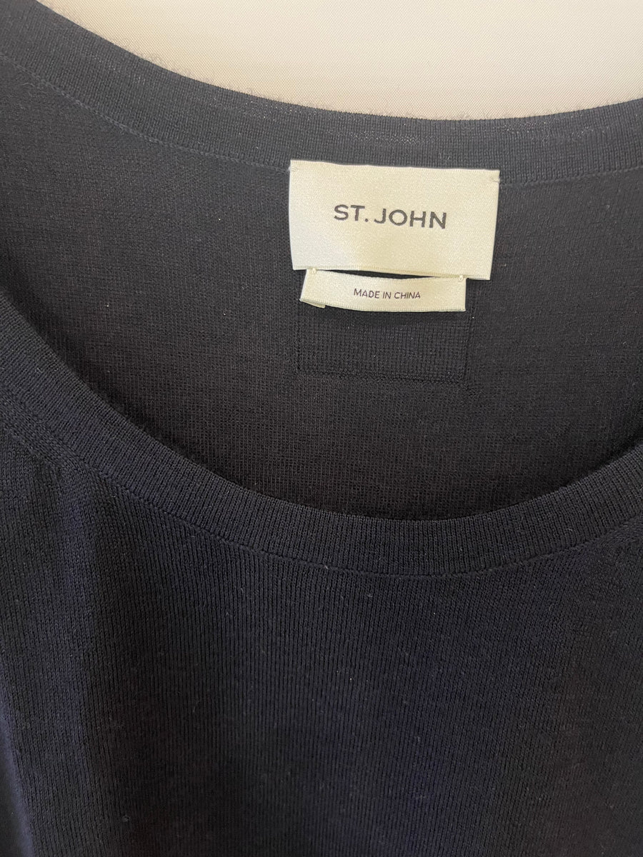 St John Black Cashmere Silk Tank Top Size M (UK 10)