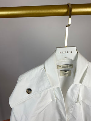 Bottega Veneta Pre Spring 2020 White Belted Shirt with Pocket Detail Size IT 38 (UK 6)
