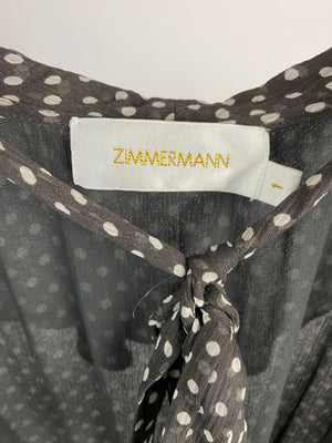 Zimmermann Polka Brown Long Sleeve Playsuit Size 1 (UK 8)
