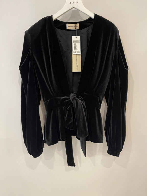 Alexandre Vauthier Black Velvet Knotted Cardigan Top Size FR 34 (UK 6)