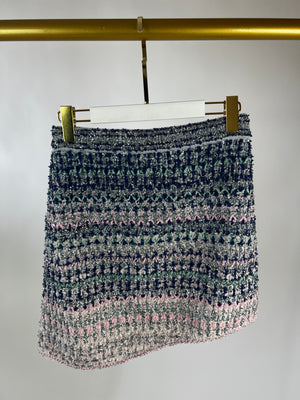 Chanel Pink, Green and Blue Metallic Tweed Top and Skirt Set FR 36-38 (UK 8-10)