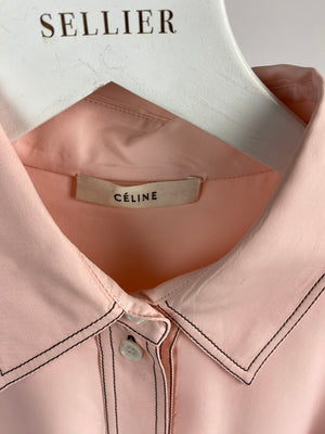 Celine Pale Pink with Contrast Stitching Long Sleeved Top IT 38 (UK 6)