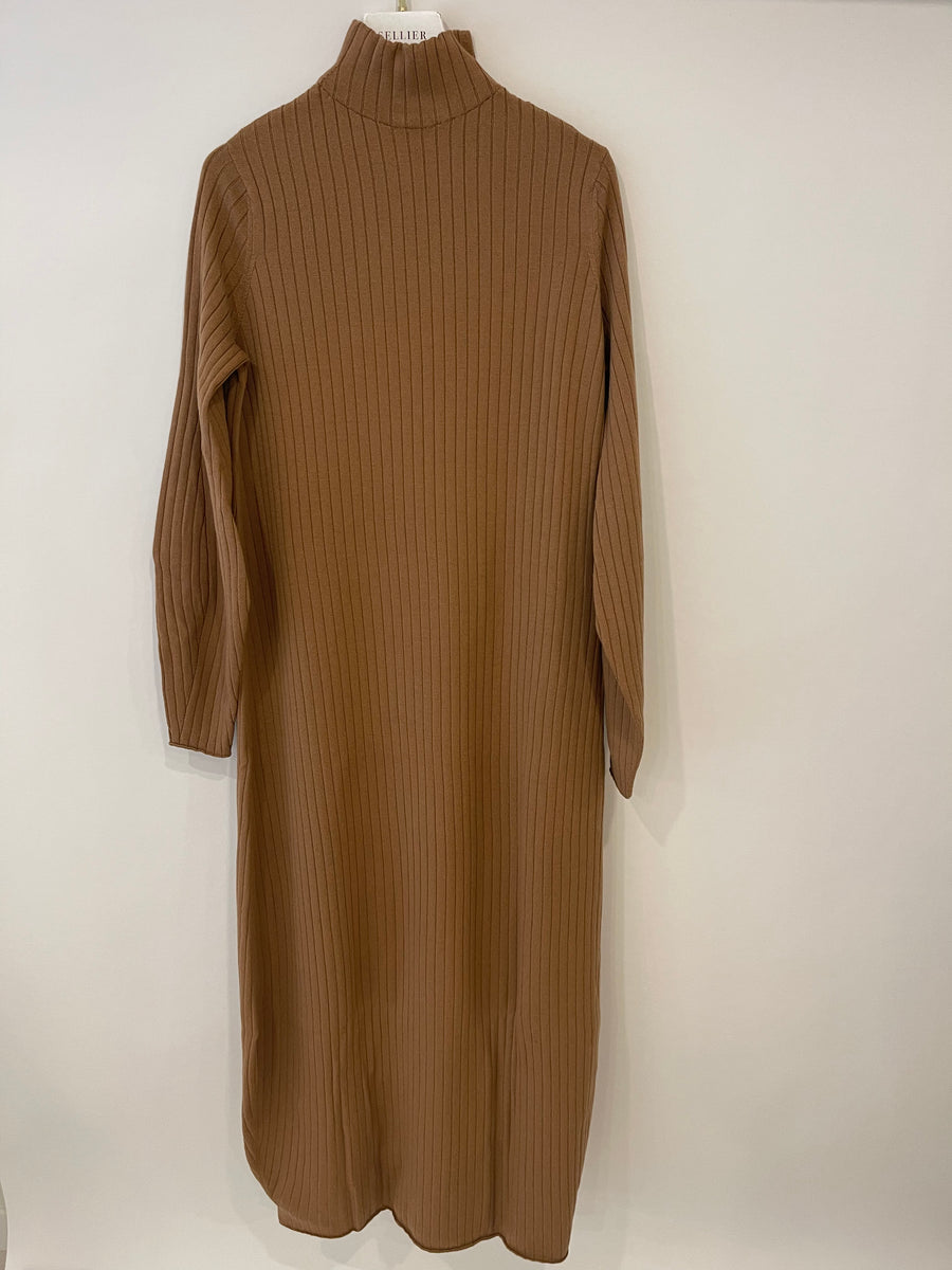 Malo Camel Maxi Wool Long Sleeve Dress Size XS (UK 6)