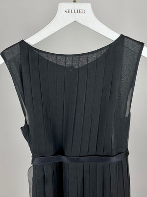 Chanel Black Silk Pleated Sleeveless Midi Dress Size 34 (UK 6)