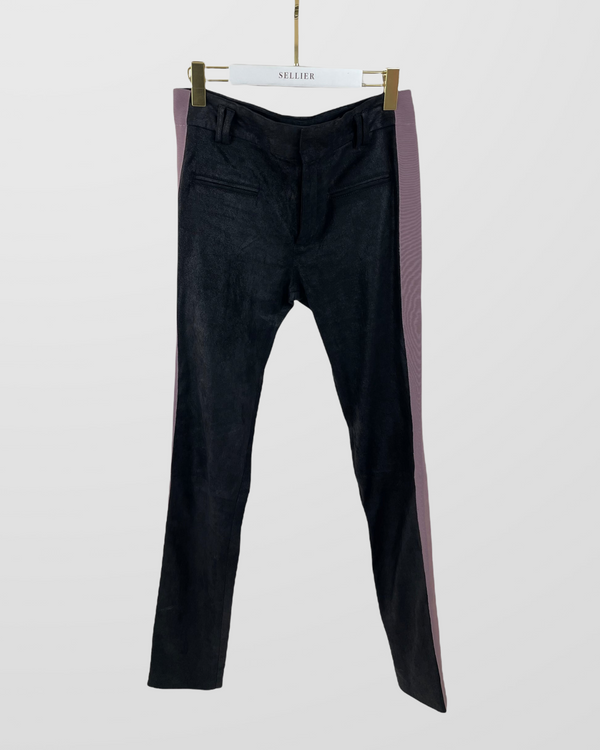 Haider Ackermann Leather Trouser with Purple Detail IT 38 (UK 6)