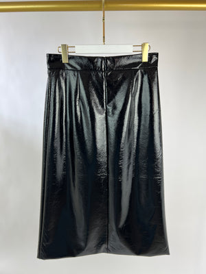 Racil Black Daria Vinyl Midi Skirt with Side Split Detail RRP £475