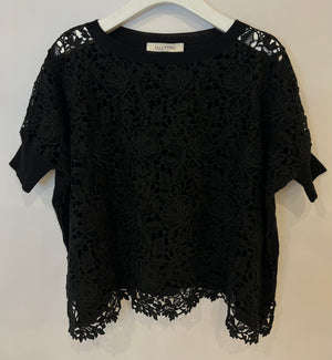 Valentino Black Crochet Top Size S (UK 6-8)
