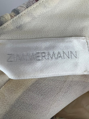 Zimmermann Cream Floral Chiffon Mini Dress Size 0 (UK 6)