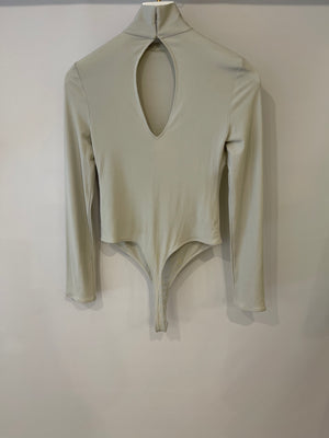 Safiyaa Light Grey Beton Plain Jersey Bodysuit Size UK 8