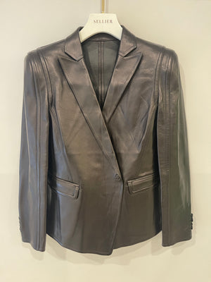Valentino Black Lambskin Leather Tailored Blazer Size IT 44 (UK 12)