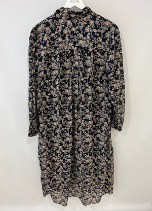 Isabel Marant Etoile Navy Flower Printed Long Dress Size FR 36 (UK 8)