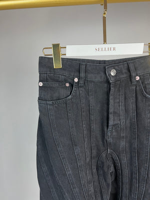 Mugler Black Denim Jeans with Panels Size FR 36 (UK 8)