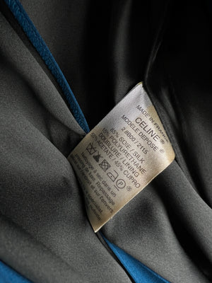 Celine Blue Silk Overcoat with Belt FR 38 (UK 10)