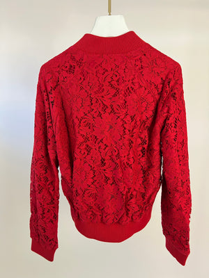 Dolce & Gabbana Red Lace Bomber Jacket Size IT 36 (UK 4)