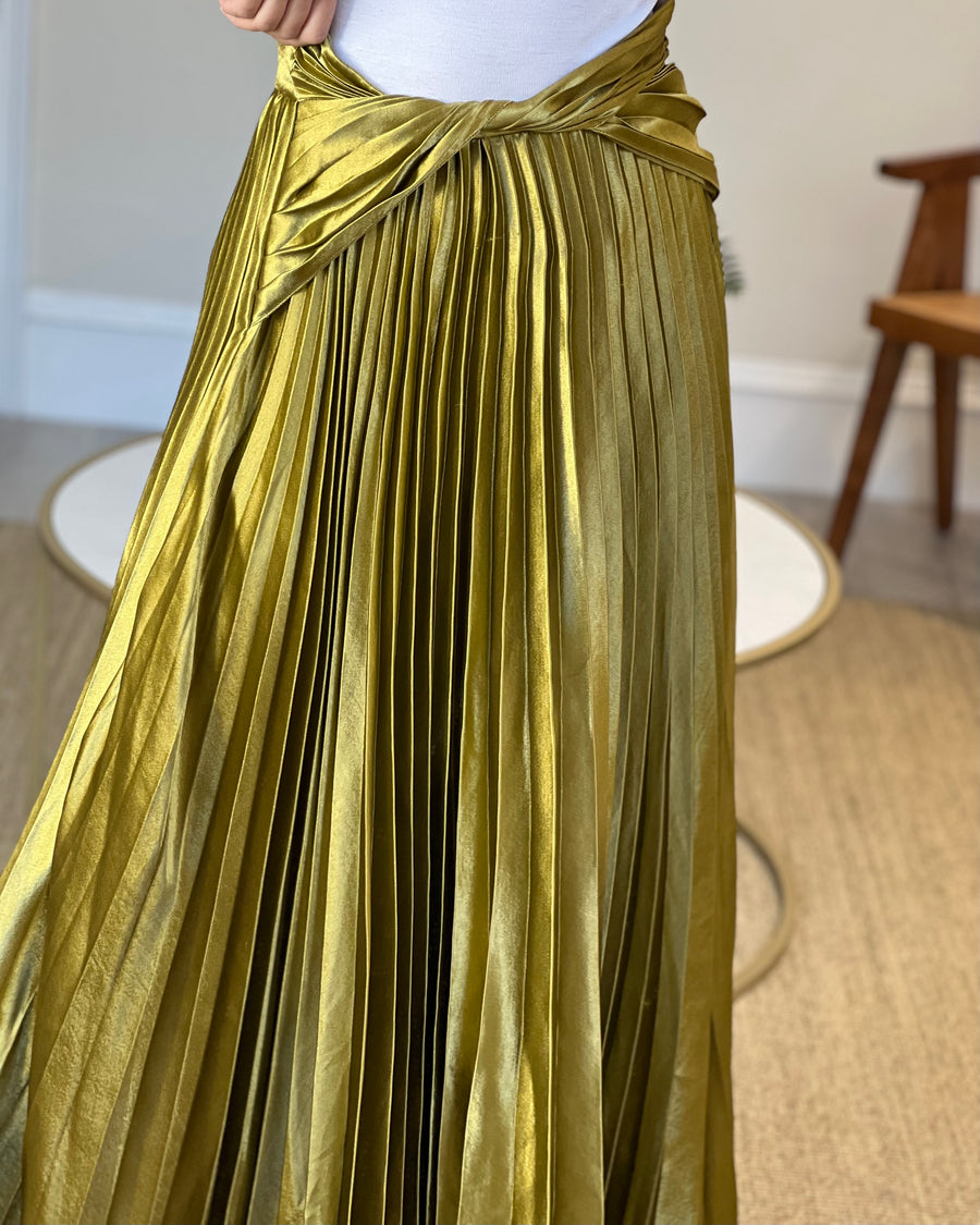 Peter Pilotto Gold Pleated Skirt UK 10