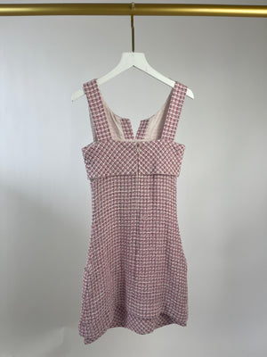 Chanel White and Pink Tweed Dress with Pocket Detail Size FR 34 (UK 6)