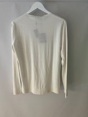 Loro Piana Silk Ivory Long Sleeve Button-up Shirt Size IT 46 (UK 14)