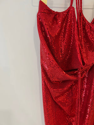 Dodo Bar Or Red Sequin Embellished Midi Dress Size IT 42 (UK 10)