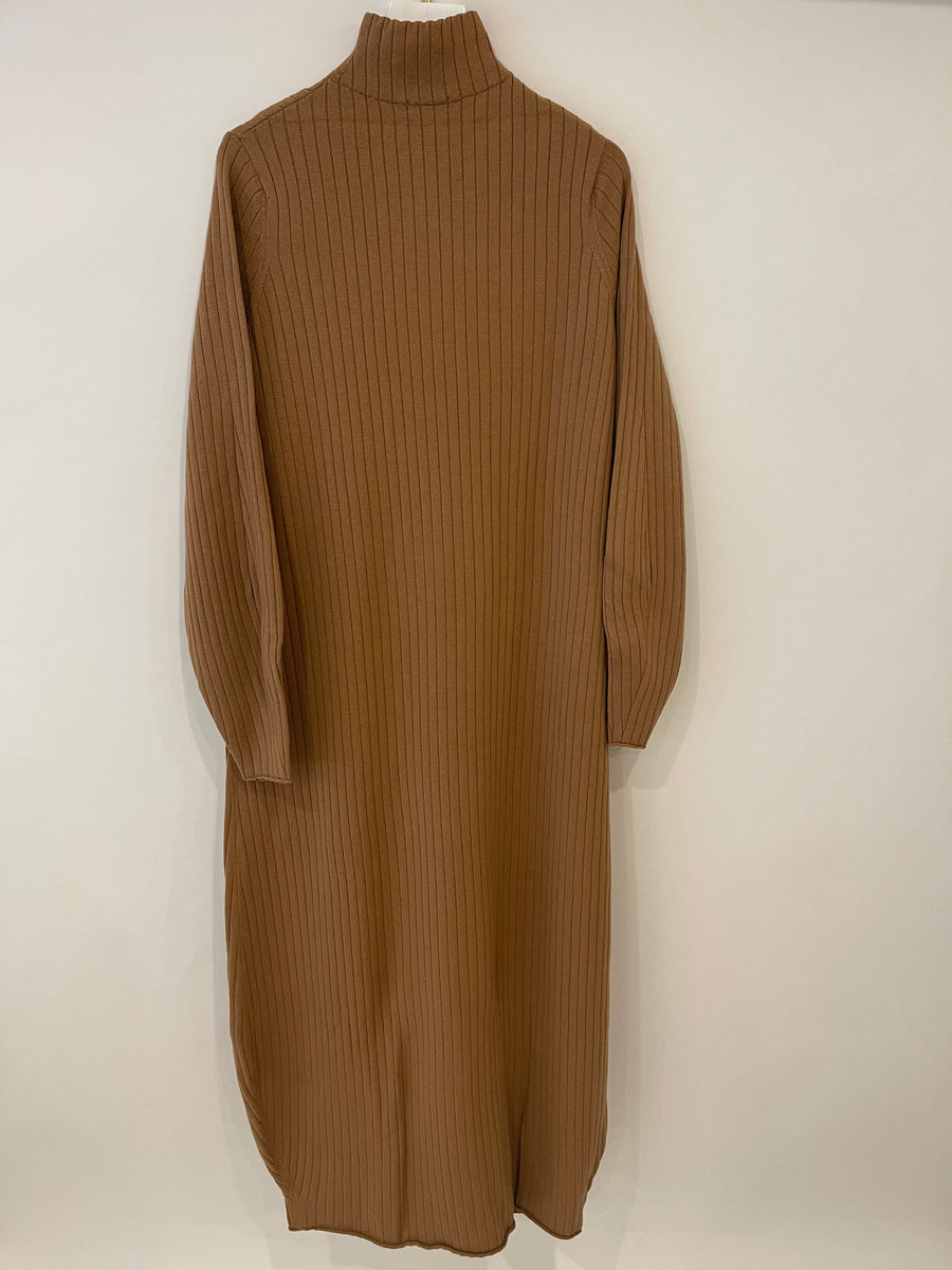 Malo Camel Maxi Wool Long Sleeve Dress Size XS (UK 6)