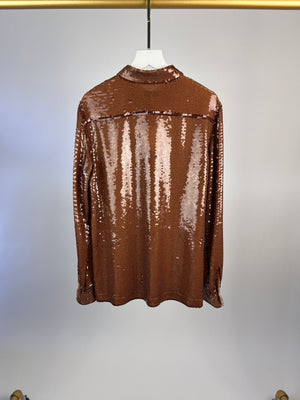 Emilio Pucci Brown Sequin Shirt with Belt Detail Size IT 38 (UK 6)