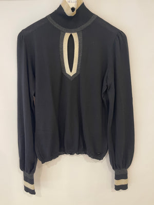 Chanel Black Cashmere and Silk Blend High Neck Jumper FR 40 (UK 12)