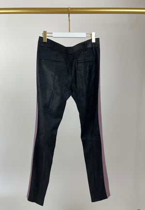 Haider Ackermann Leather Trouser with Purple Detail IT 38 (UK 6)